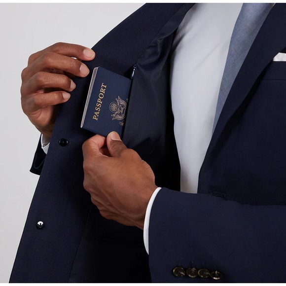 NWT Bluffworks Presidio Travel Blazer Men's Size 46L Slim Fit Navy Blue New - Picture 3 of 16